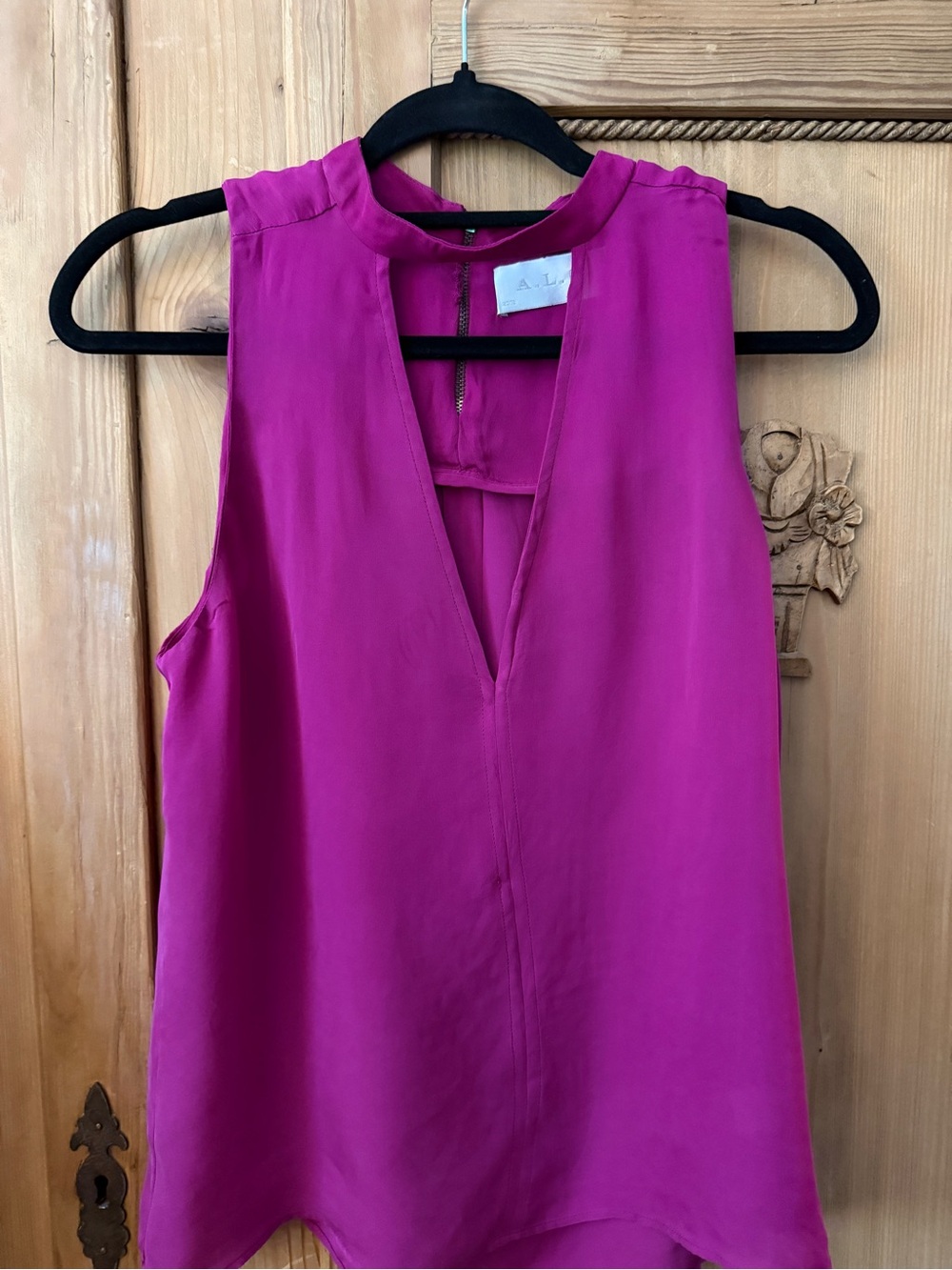 A.L.C. Sleeveless Deep V Magenta Silk Camisole